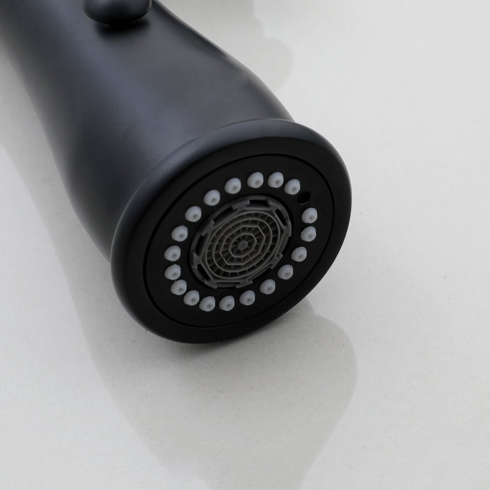 Robinet cuisine évier douchette rétro poignée céramique - Noir - Laiton