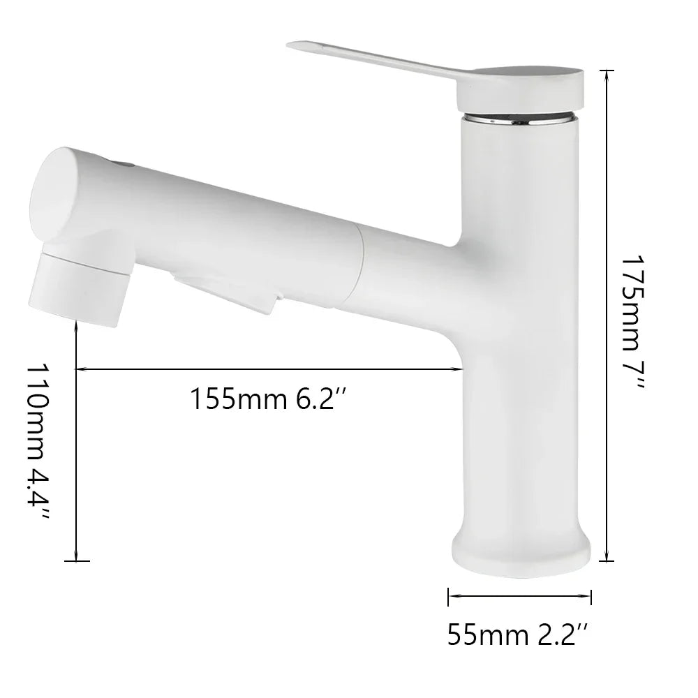 Robinet lavabo salle de bain deux jets - Blanc - Laiton