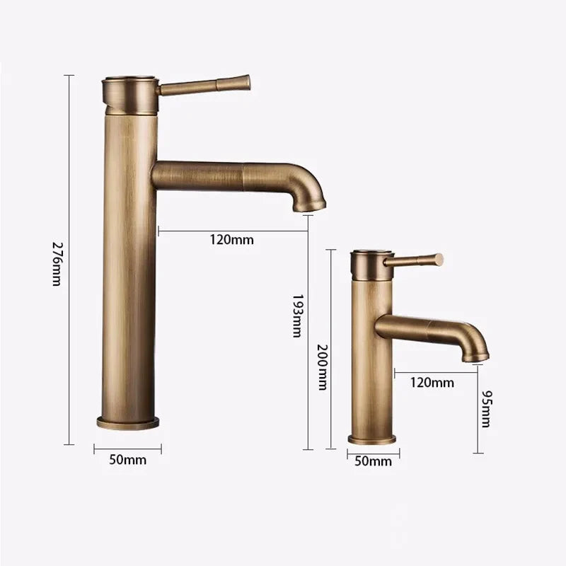 Robinet lavabo salle de bain bec rotatif vintage - Doré - Laiton