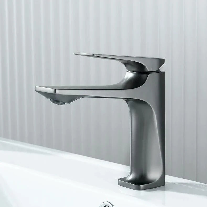 Robinet lavabo salle de bain design épuré - Argenté - Laiton