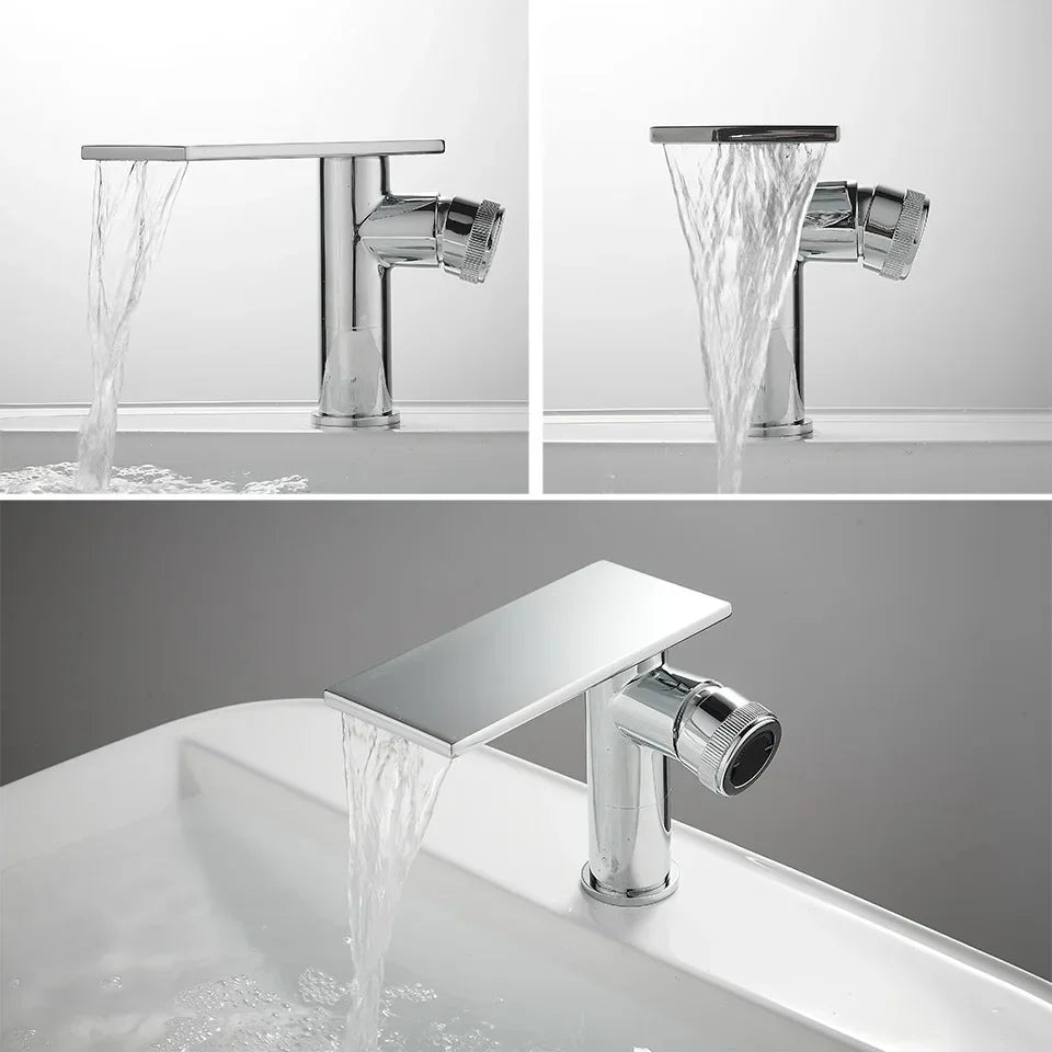 Robinet moderne bec plat mitigeur - Argenté - Laiton