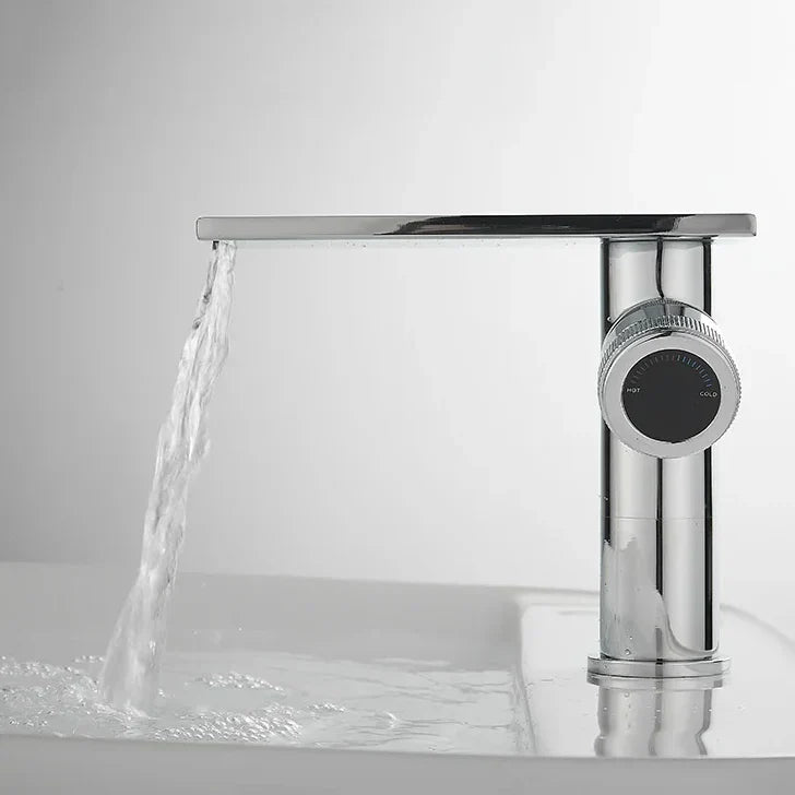 Robinet moderne bec plat mitigeur - Argenté - Laiton