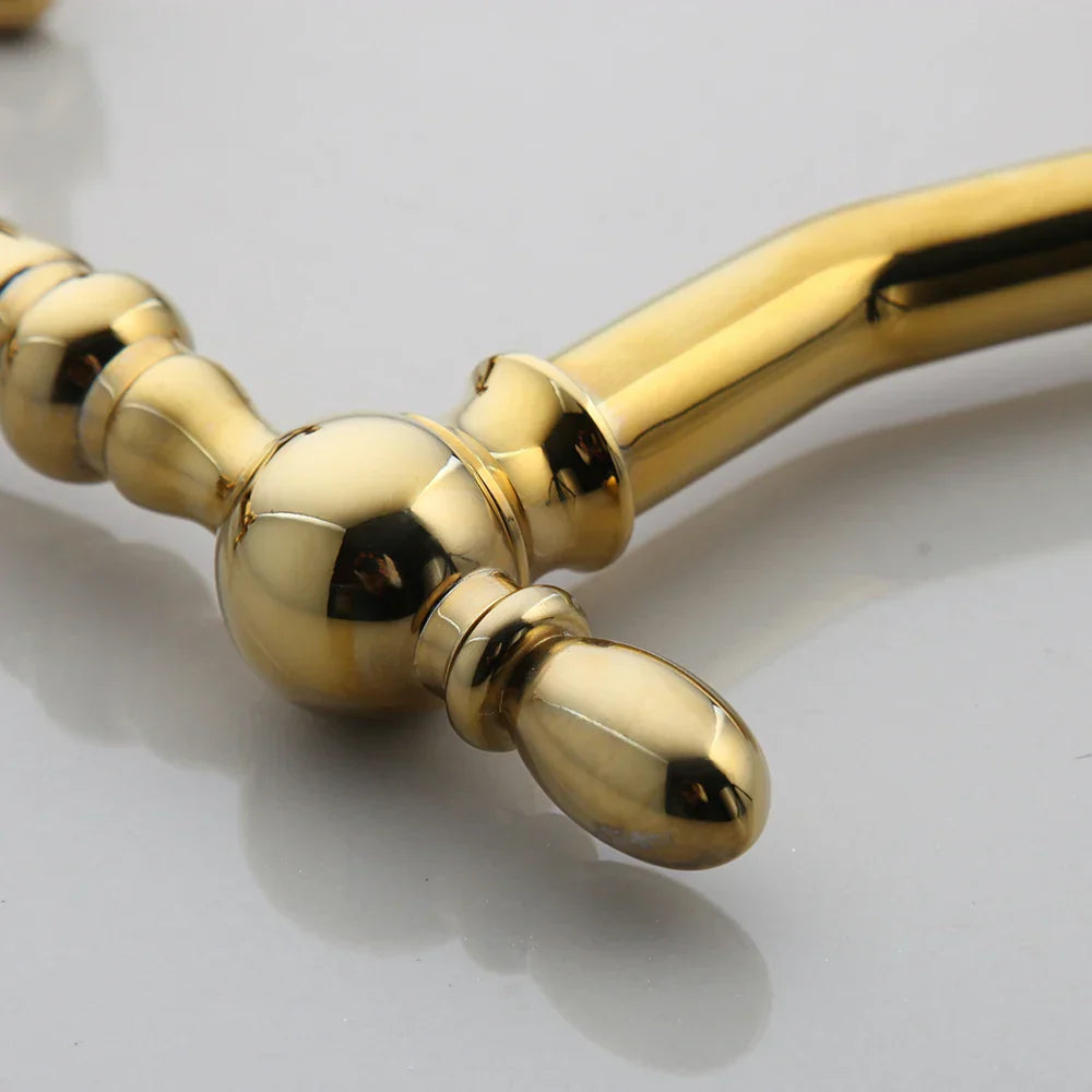 Robinet cuisine évier rétro double poignées - Doré - Laiton