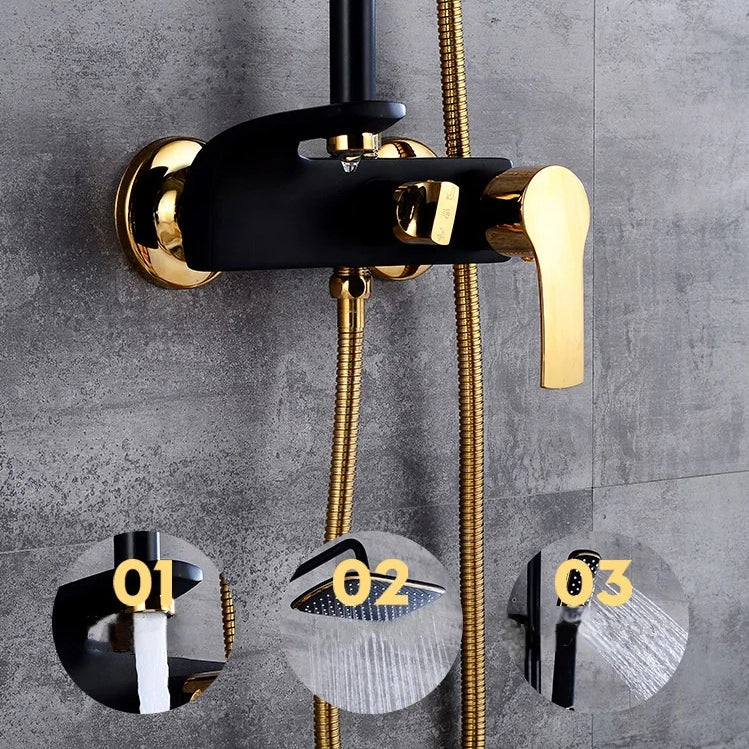 Robinet salle de bain baignoire douche - Noir Doré