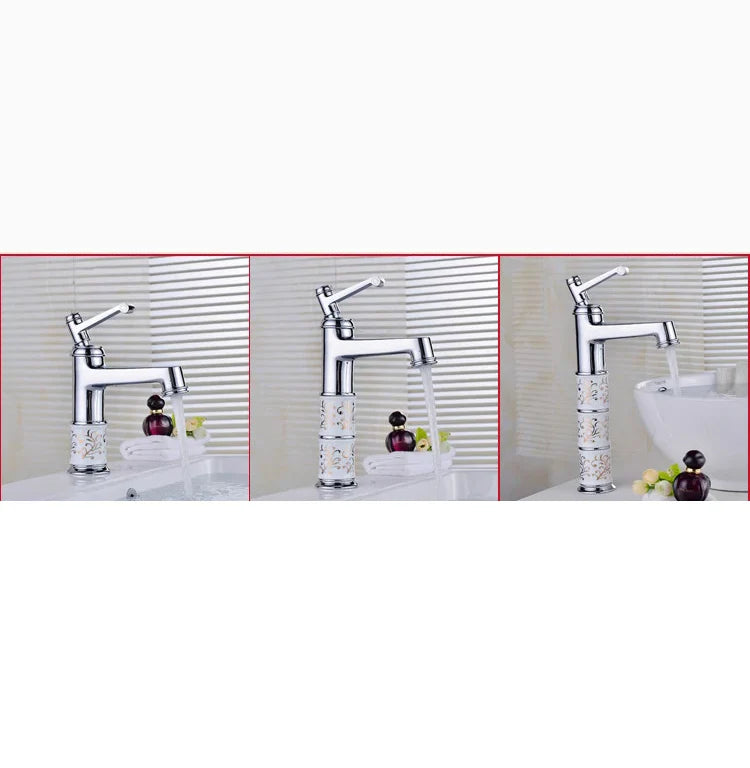 Robinet rétro salle de bain lavabo arabesque - Argenté - Laiton