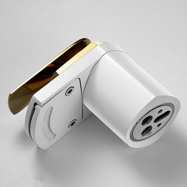 Robinet lavabo salle de bain large design cascade - Blanc / Doré