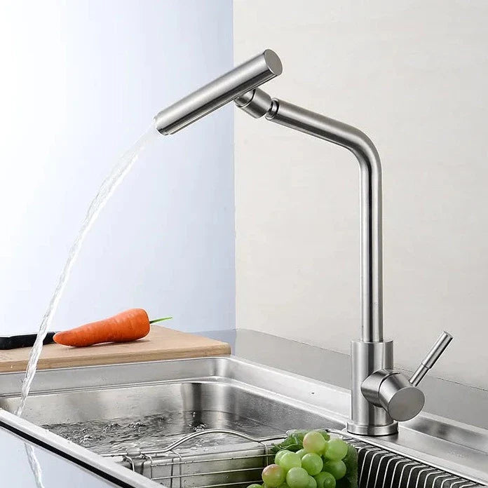 Robinet fin évier de cuisine bec pivotant - Argenté