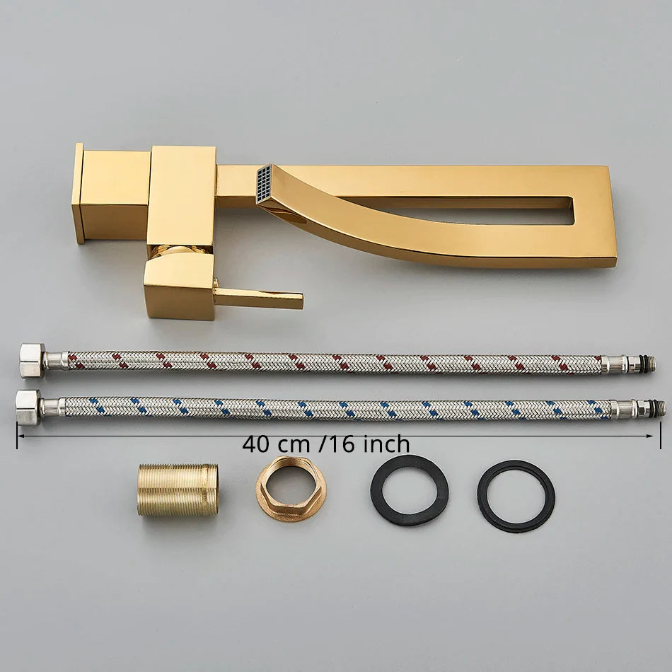 Robinet lavabo salle de bain haut design - Doré - Laiton