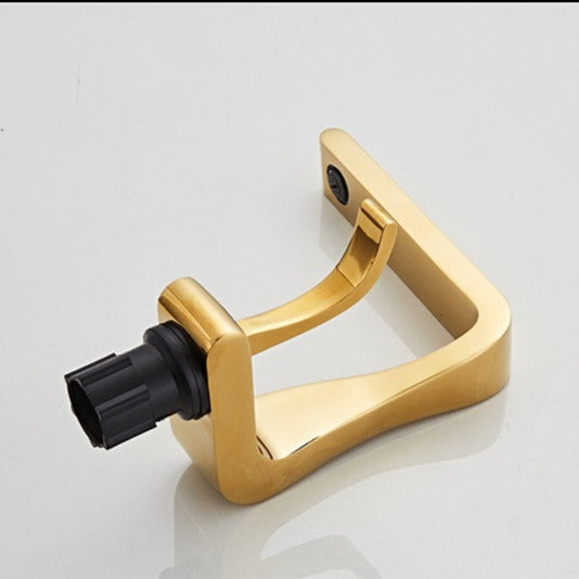 Robinet lavabo salle de bain mitigeur design incurvé - Doré - Laiton