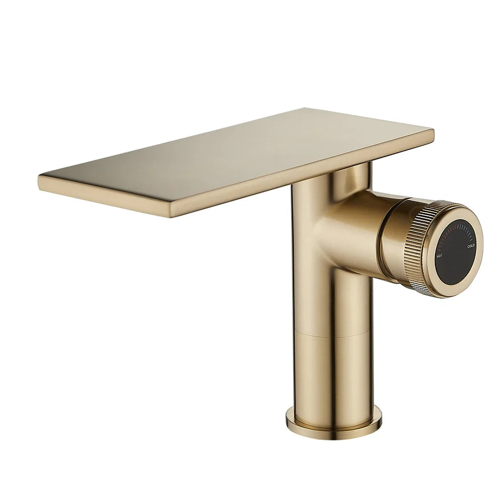 Robinet moderne bec plat mitigeur - Doré - Laiton