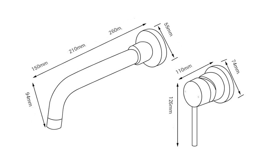 Robinet salle de bain lavabo encastrable - Noir - Laiton