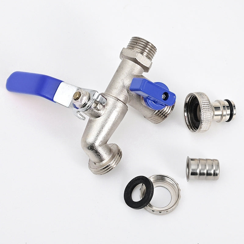 Robinet extérieur de jardin vannes double sorties - Argenté