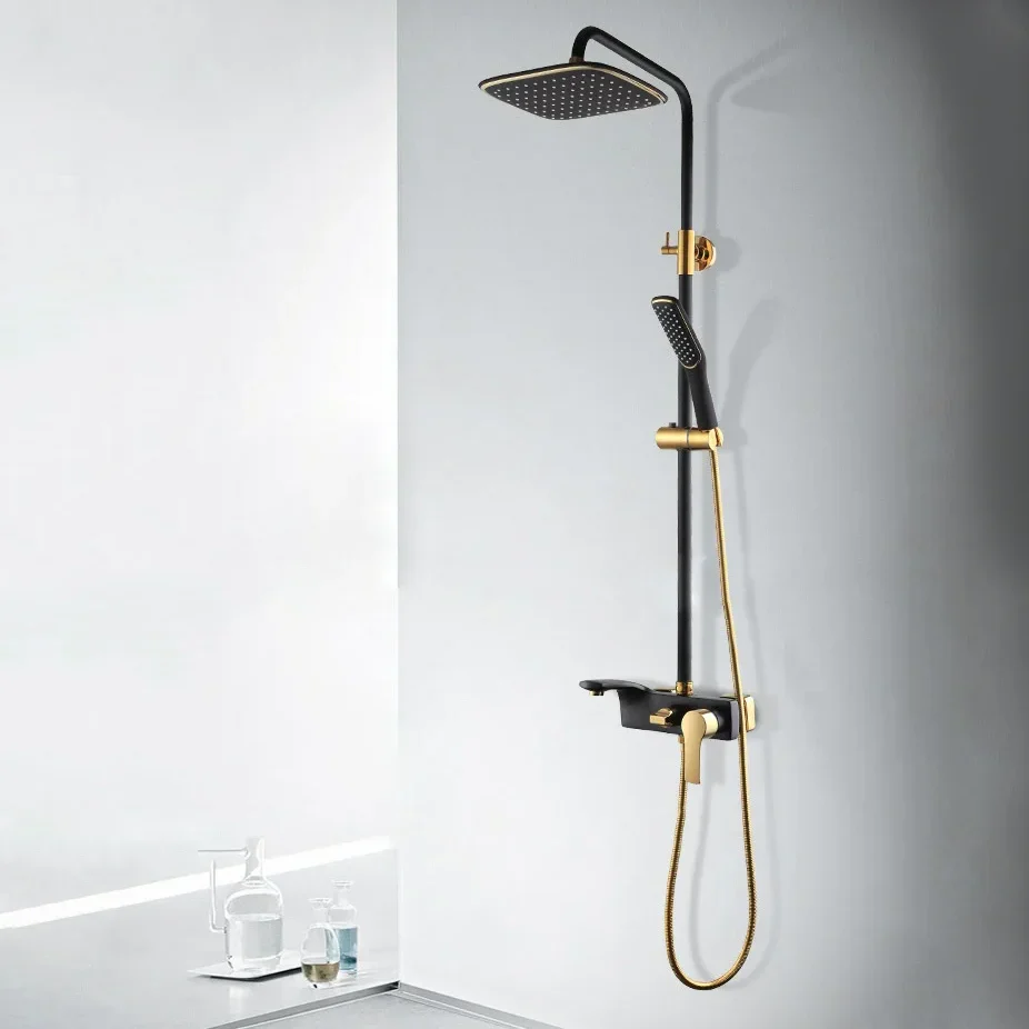 Robinet salle de bain baignoire douche - Noir Doré