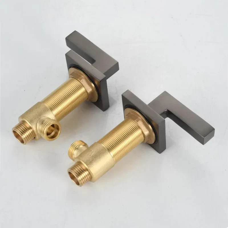 Robinet lavabo salle de bain poignées déportées - Argenté - Laiton