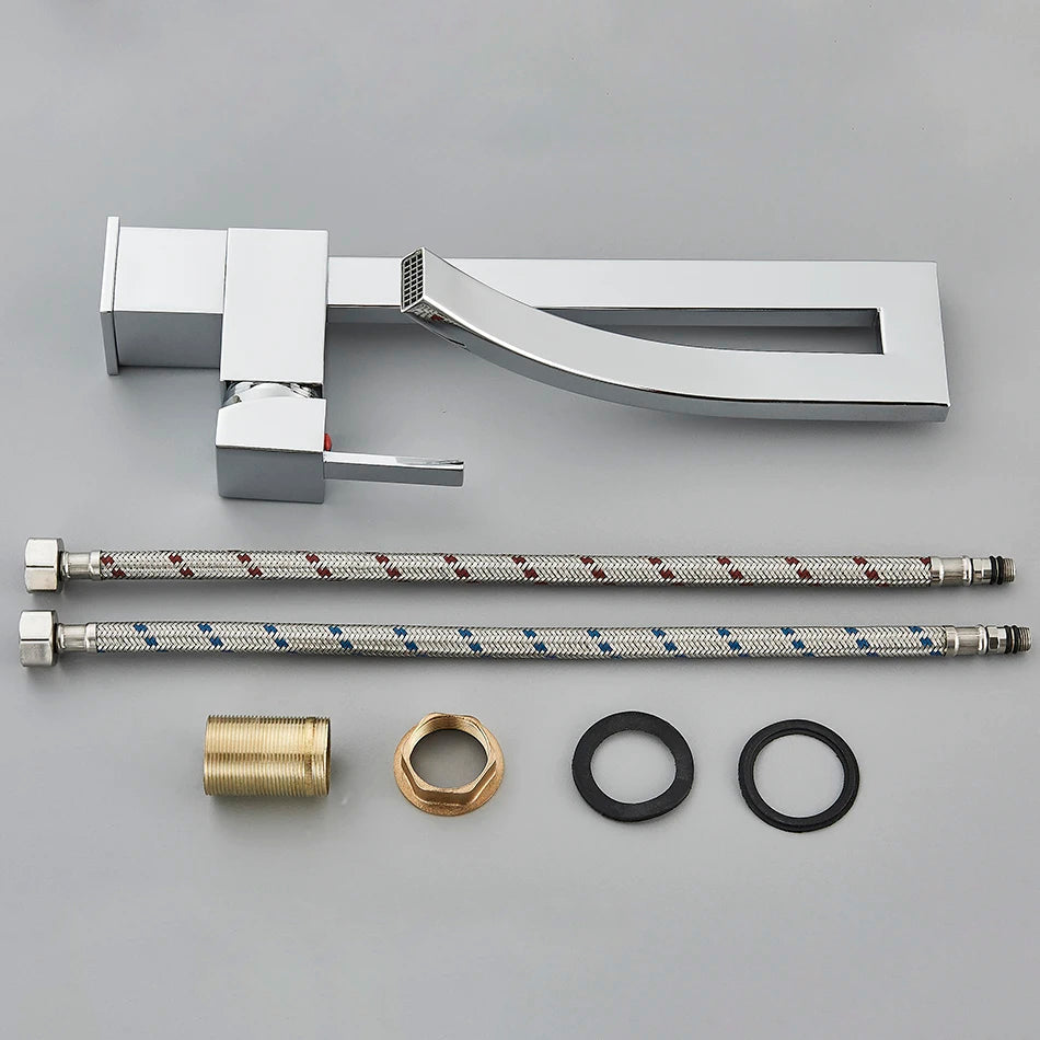 Robinet lavabo salle de bain haut design - Argenté - Laiton