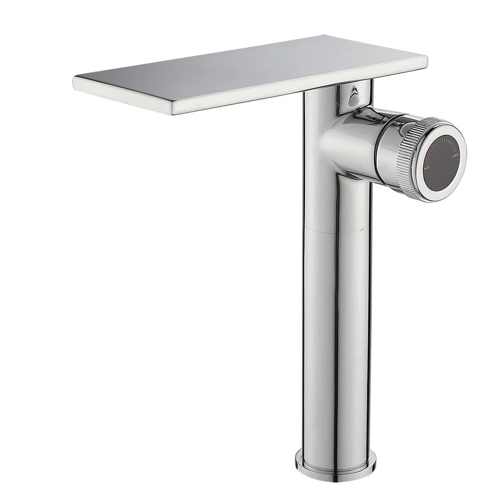 Robinet moderne bec plat mitigeur - Argenté - Laiton