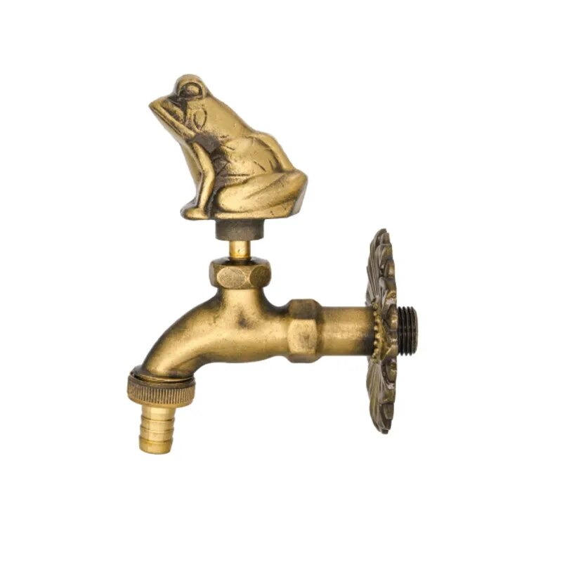 Robinet extérieur de jardin rétro fleur animaux - Doré