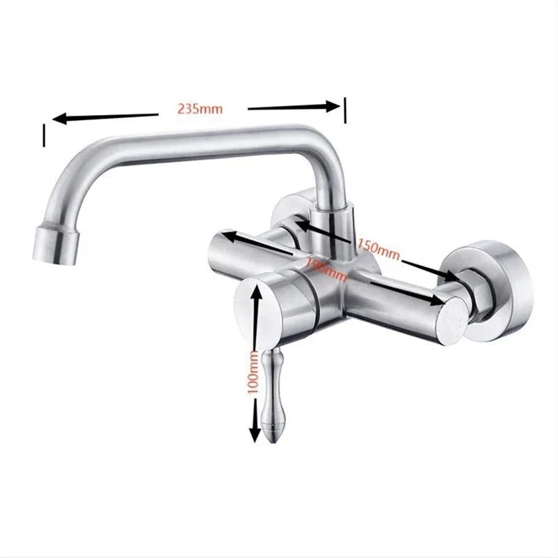 Robinet évier de cuisine encastrable mural - Argenté