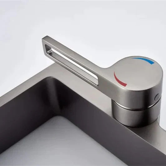 Robinet lavabo salle de bain plat rectangulaire minimaliste - Argenté - Laiton