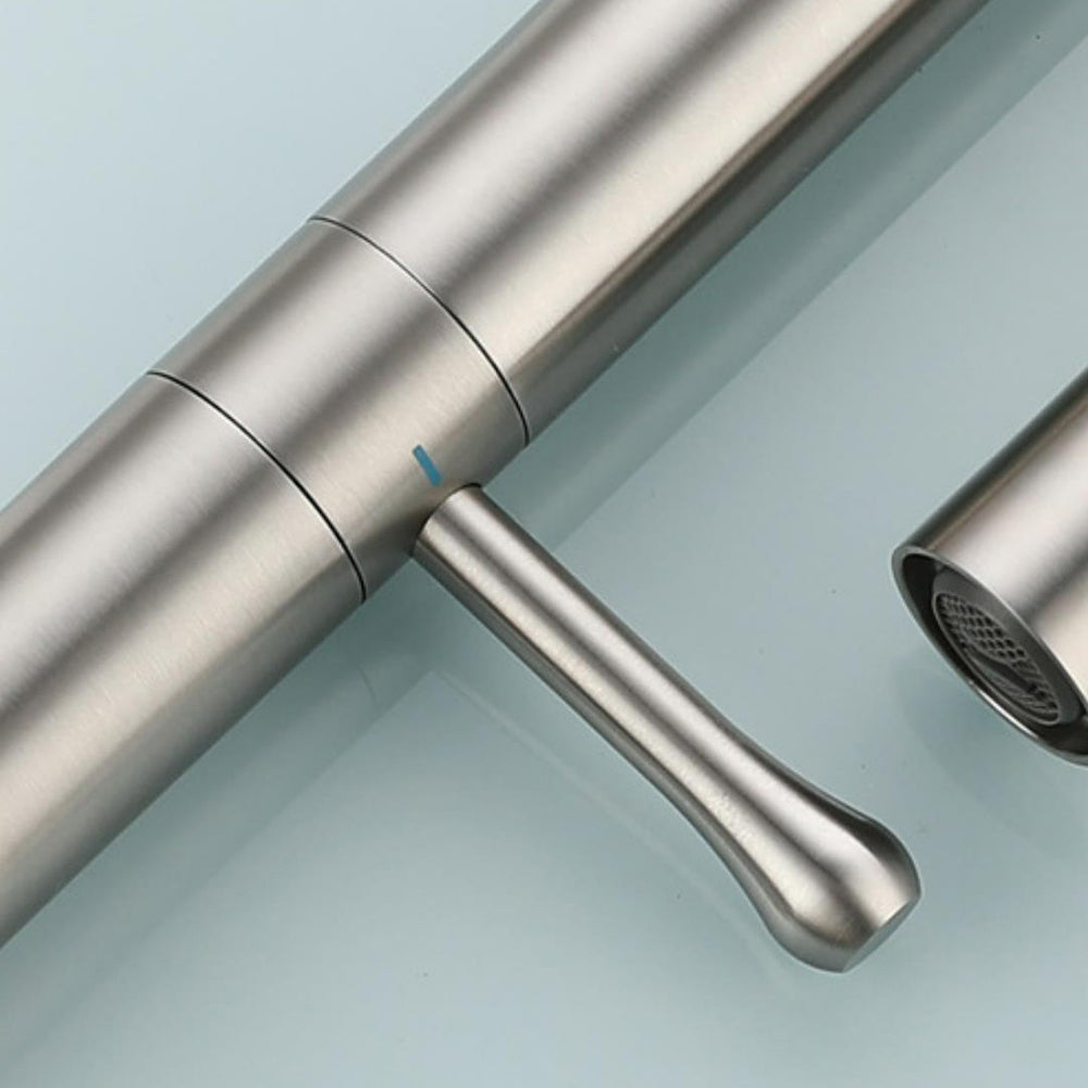 Robinet cuisine évier design fin style bambou - Argenté