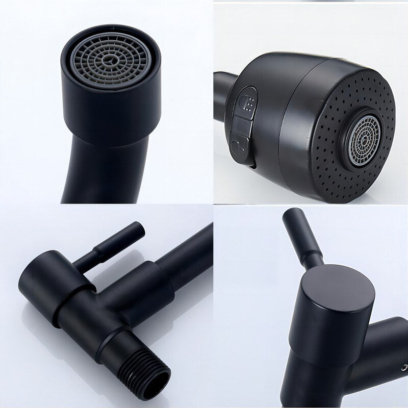 Robinet douchette cuisine évier encastrable - Noir mat