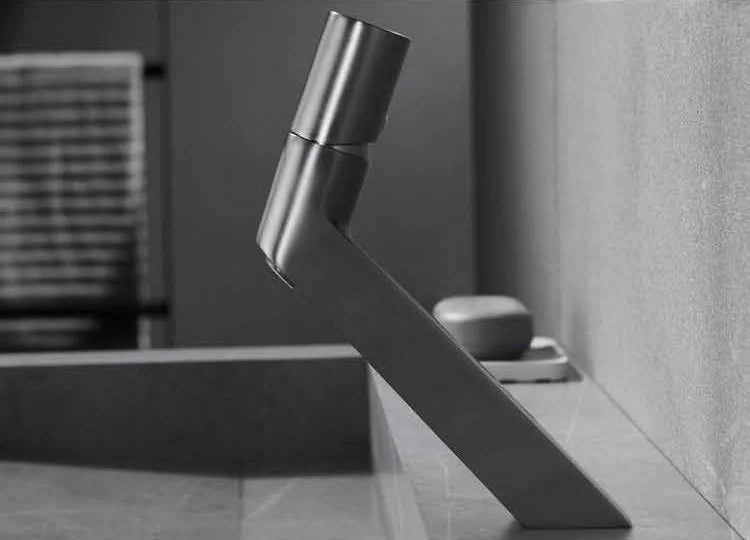 Robinet lavabo salle de bain mitigeur poignée ronde - Argenté - Laiton