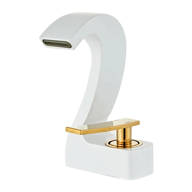 Robinet lavabo salle de bain cygne design - Blanc