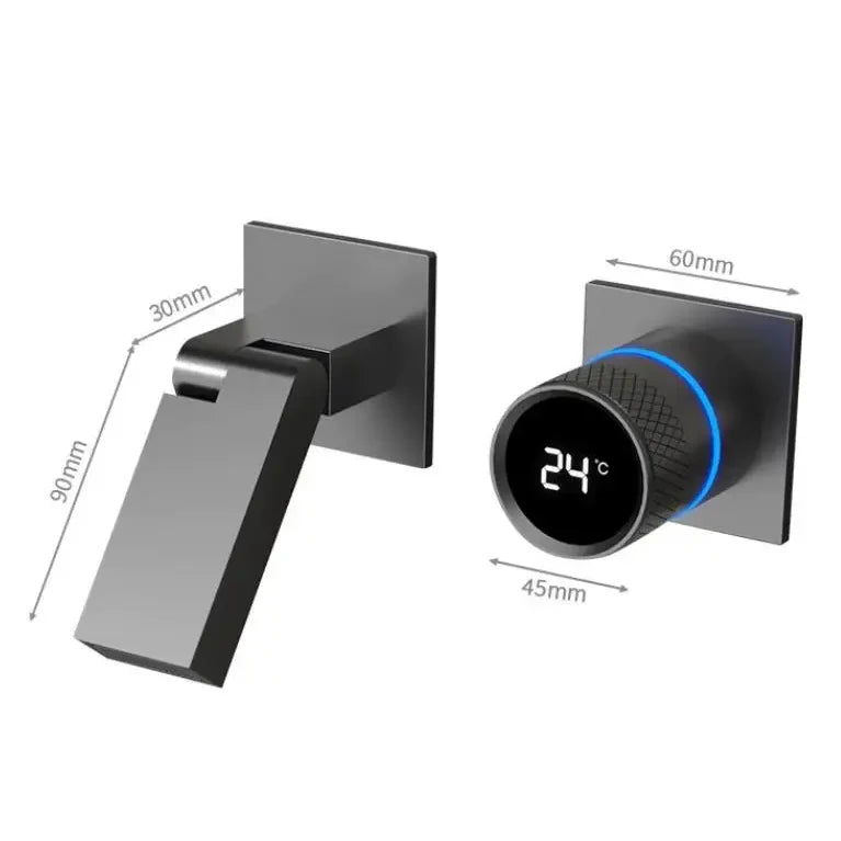 Robinet salle de bain lavabo mural encastrable pivotant - Argenté - Laiton