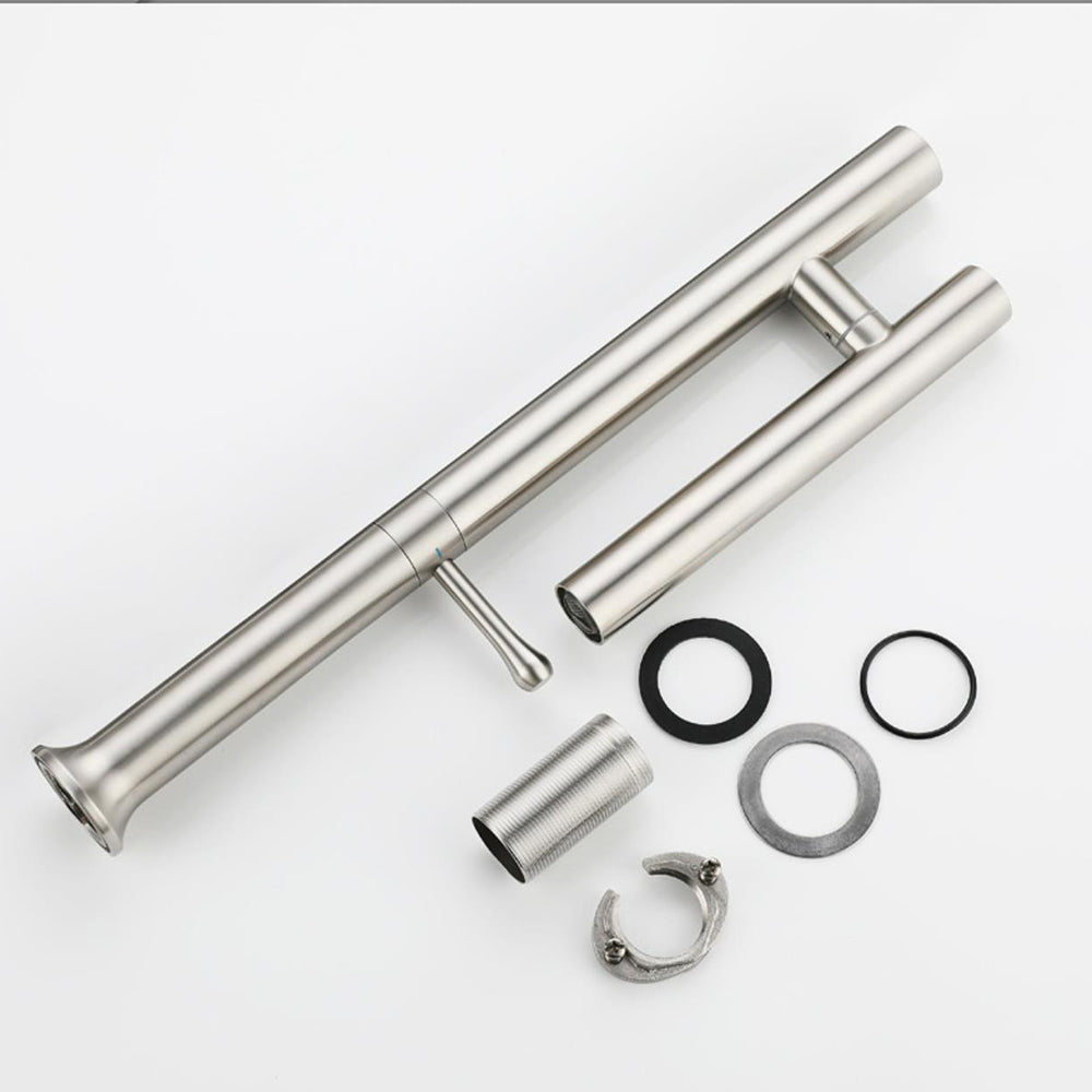 Robinet cuisine évier design fin style bambou - Argenté