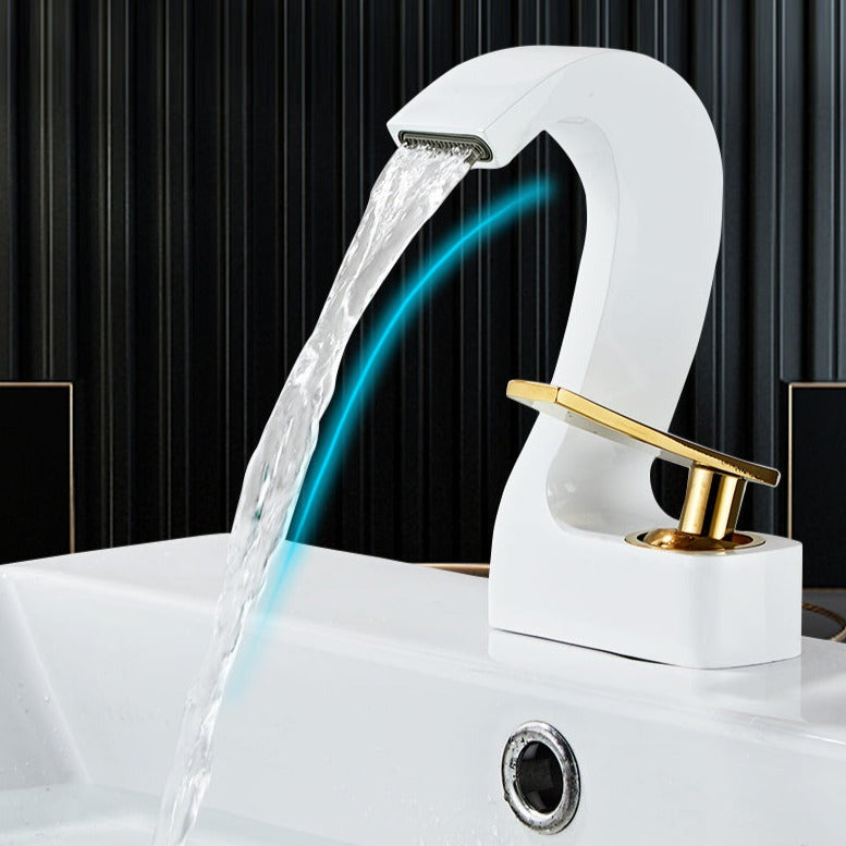 Robinet lavabo salle de bain cygne design - Blanc