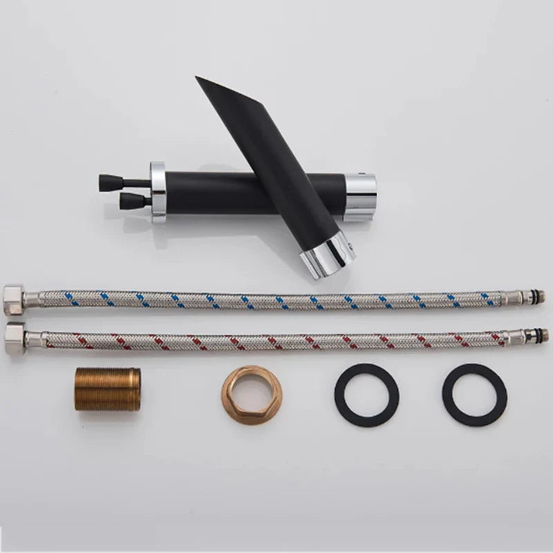 Robinet style bambou lavabo salle de bain - Noir - Laiton