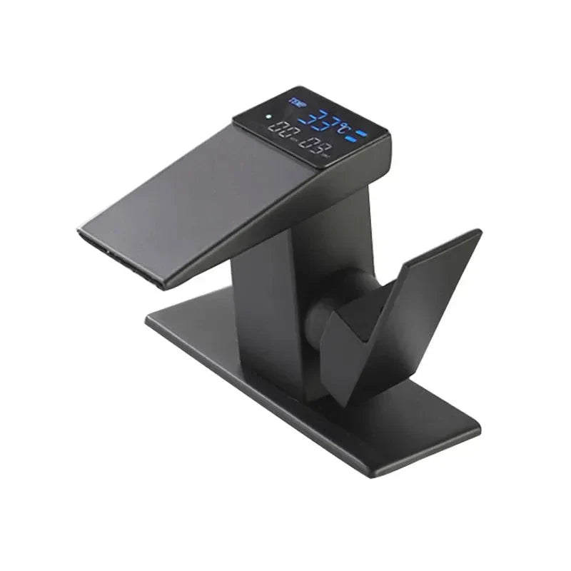 Robinet salle de bain lavabo thermostatique affichage numérique - Noir - Laiton