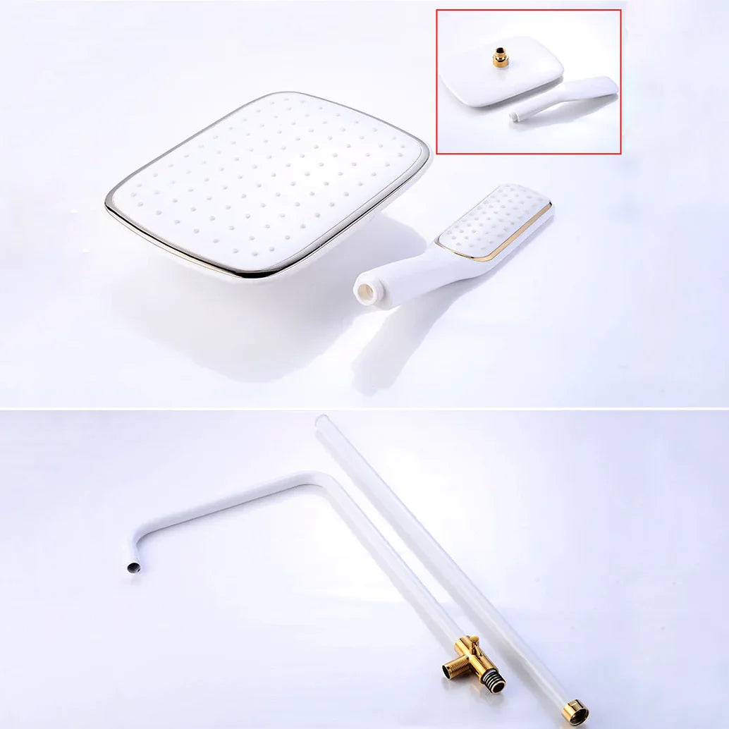 Robinet salle de bain baignoire douche - Blanc Doré