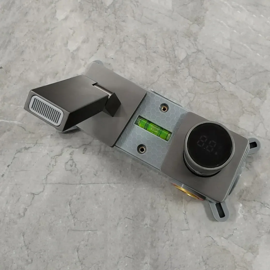 Robinet salle de bain lavabo mural encastrable pivotant - Argenté - Laiton