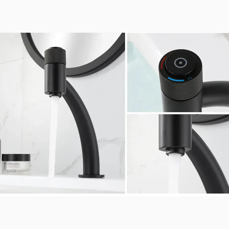 Robinet salle de bain lavabo minimaliste - Noir - Laiton