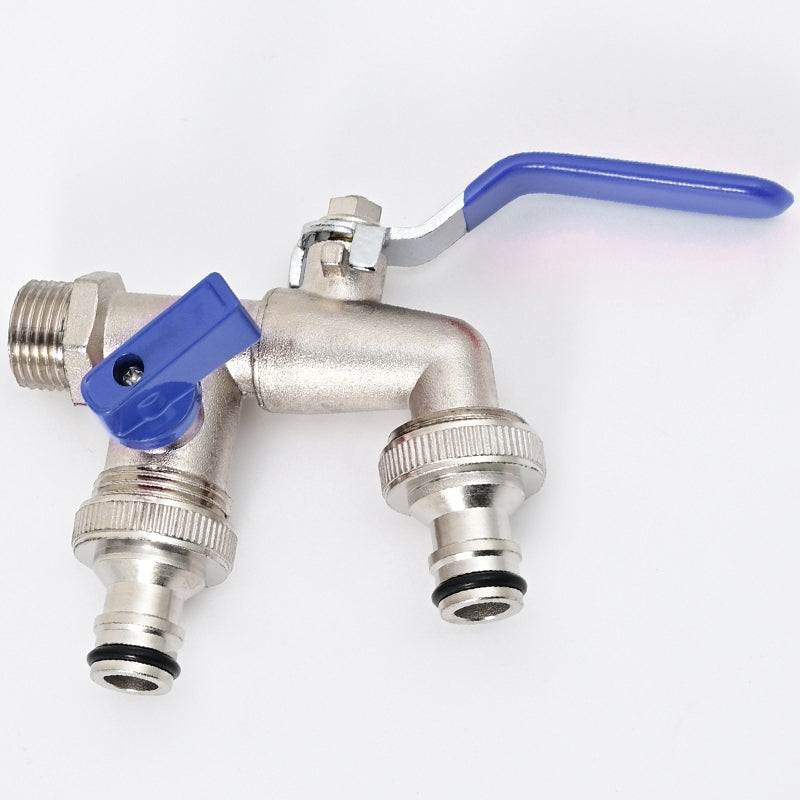 Robinet extérieur de jardin vannes double sorties - Argenté