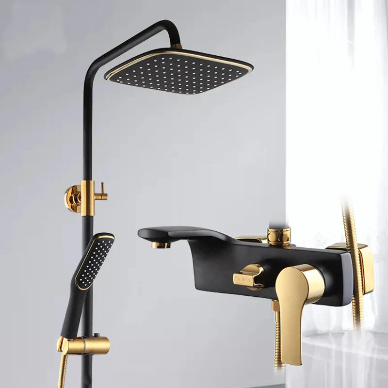 Robinet salle de bain baignoire douche - Noir Doré