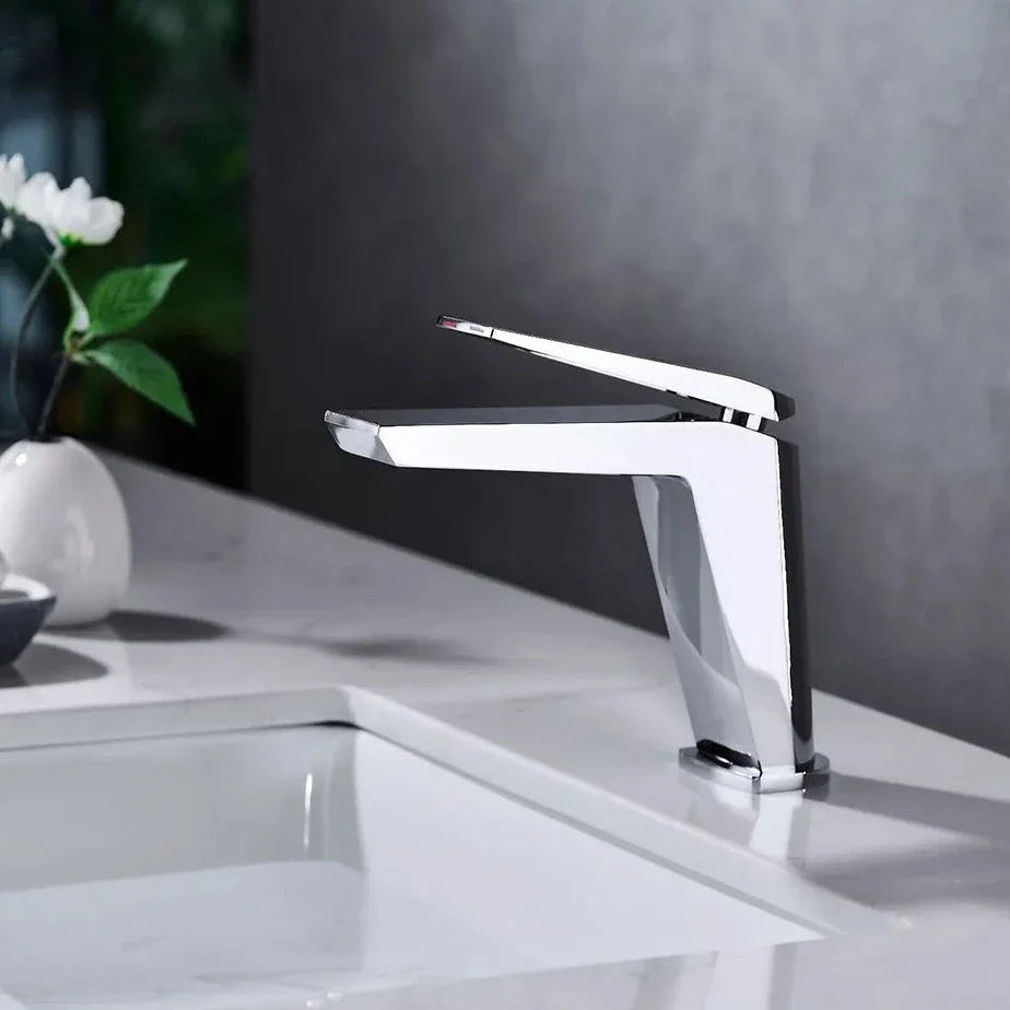 Robinet lavabo salle de bain minimaliste mitigeur - Argenté - Laiton