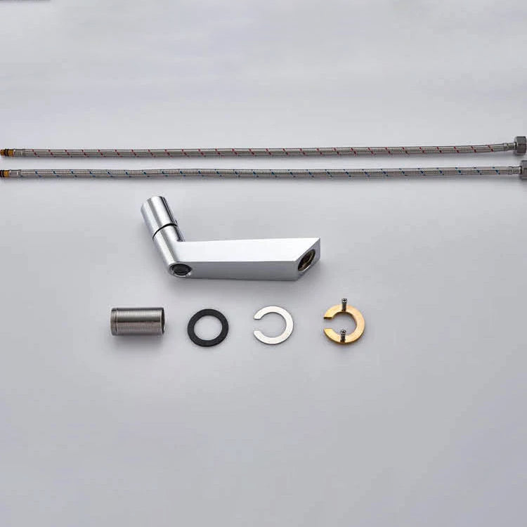 Robinet lavabo salle de bain mitigeur poignée ronde - Blanc - Laiton