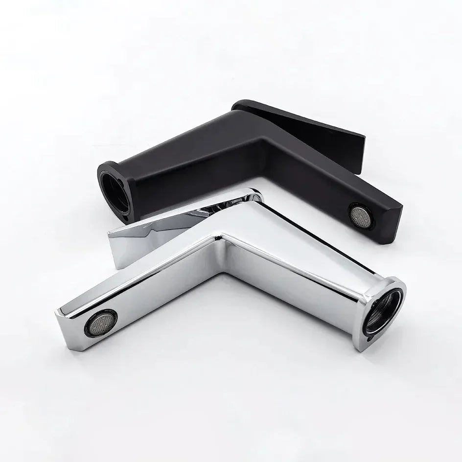 Robinet lavabo salle de bain minimaliste mitigeur - Noir - Laiton