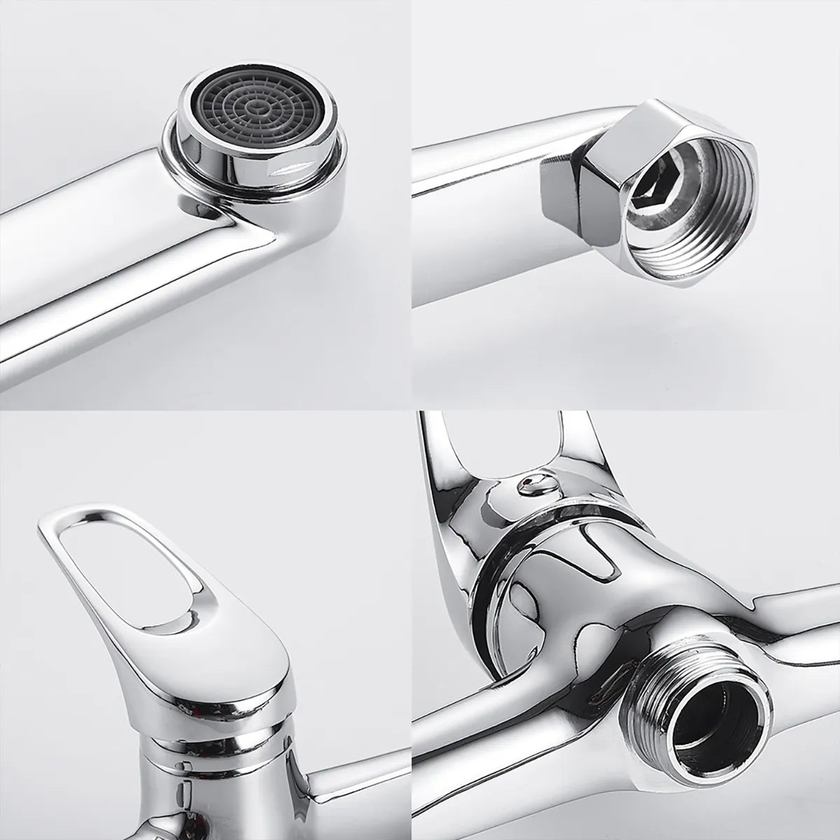 Robinet évier cuisine mitigeur encastrable mural - Argenté - Laiton