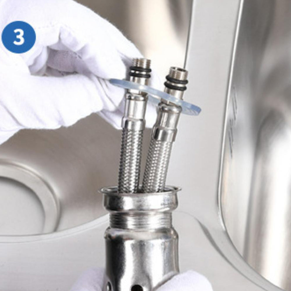 Robinet cuisine évier design fin style bambou - Argenté