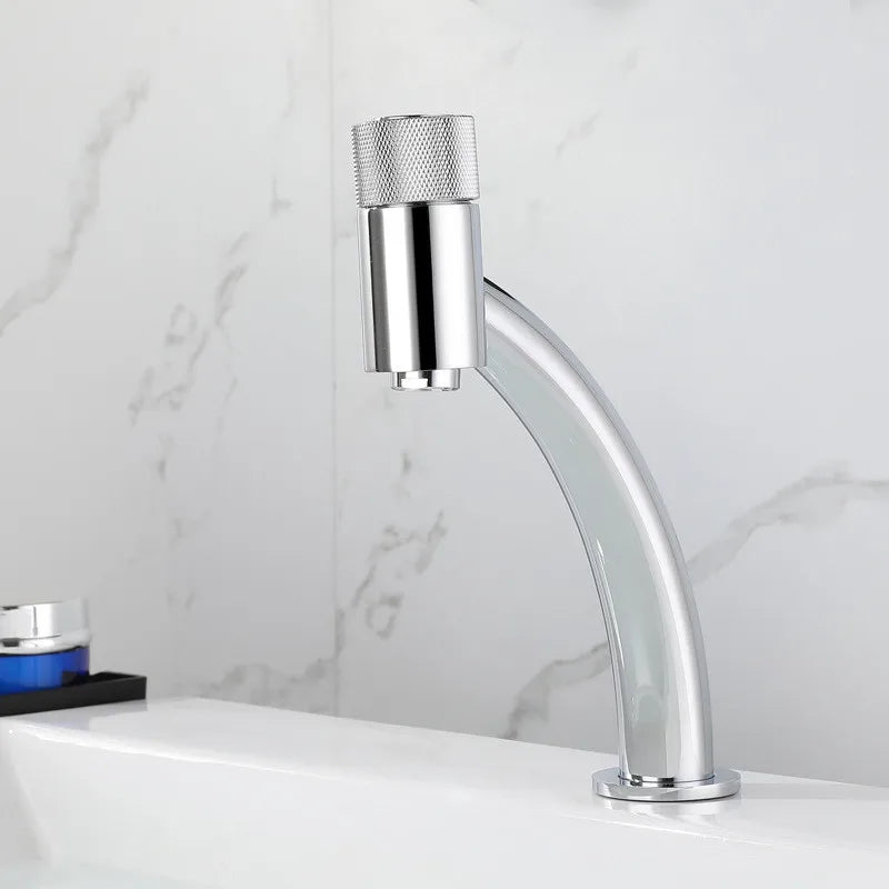 Robinet salle de bain lavabo minimaliste - Argenté - Laiton