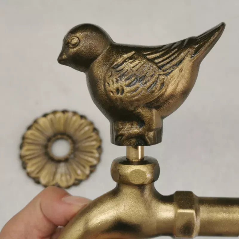 Robinet extérieur de jardin rétro fleur animaux - Doré