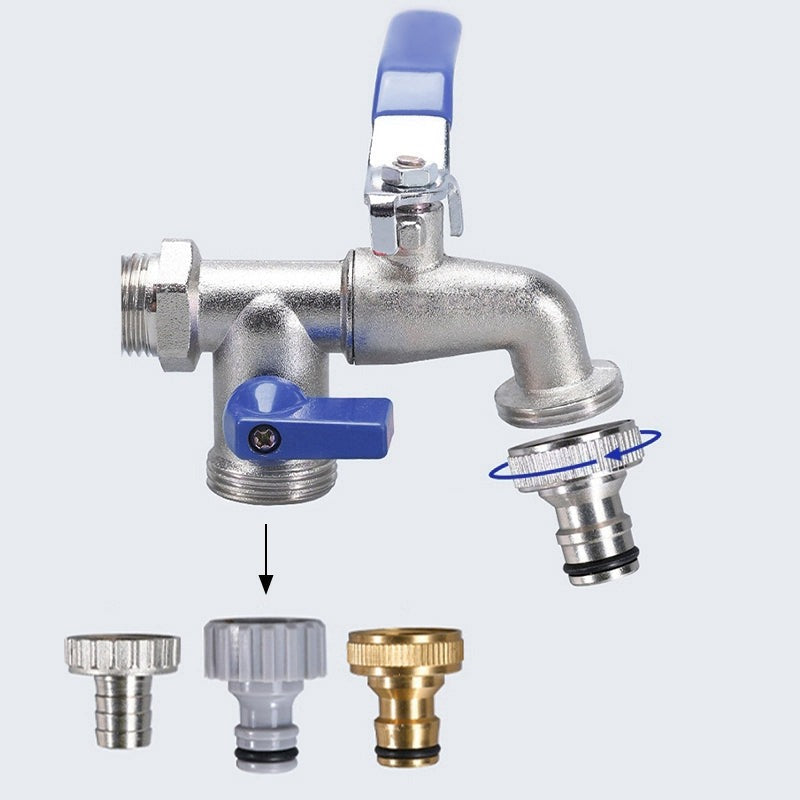 Robinet extérieur de jardin vannes double sorties - Argenté