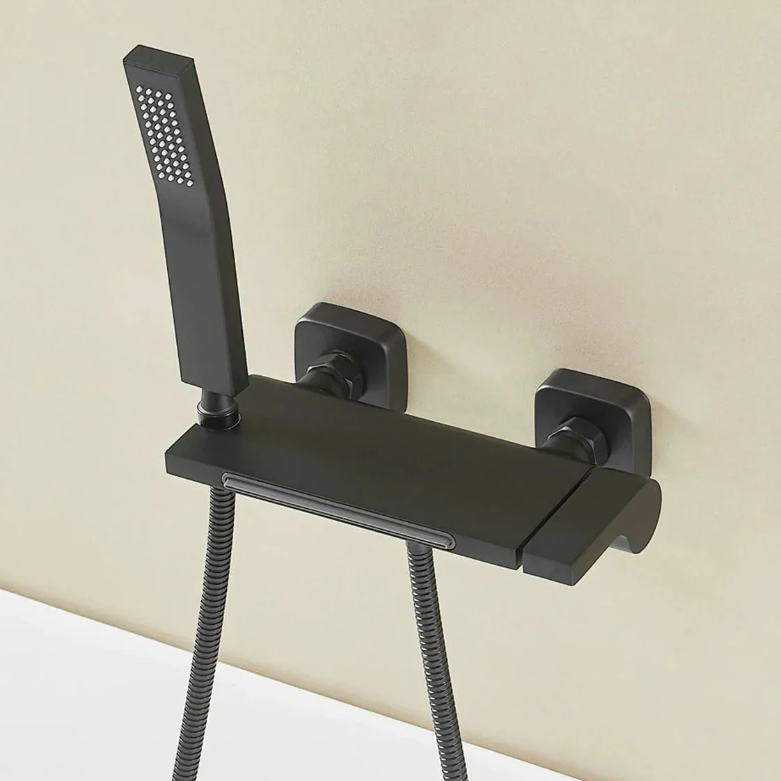 Robinet baignoire cascade douchette salle de bain - Noir - Laiton