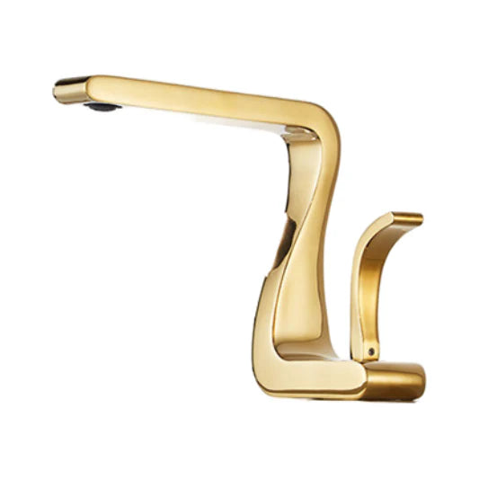 Robinet lavabo salle de bain mitigeur design incurvé - Doré - Laiton
