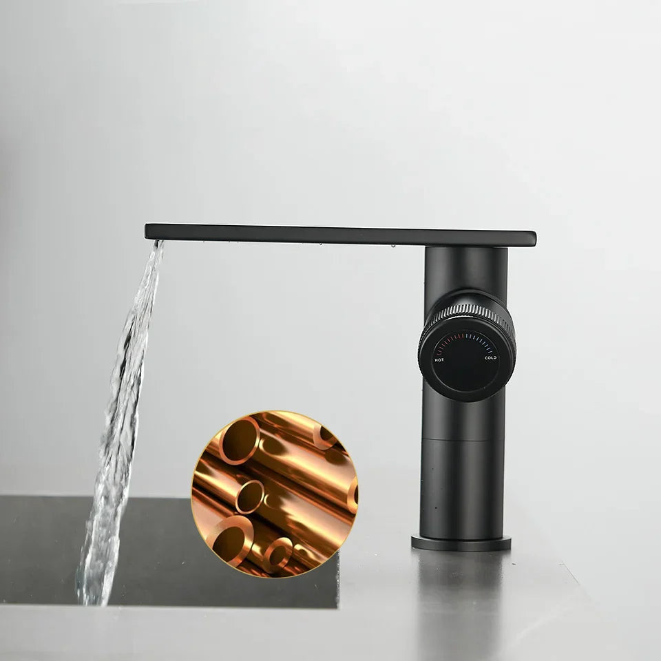 Robinet moderne bec plat mitigeur - Noir - Laiton