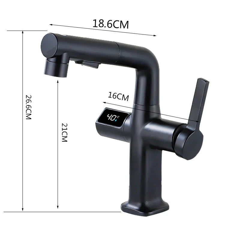 Robinet cuisine affichage thermostatique flexible - Argenté - Laiton