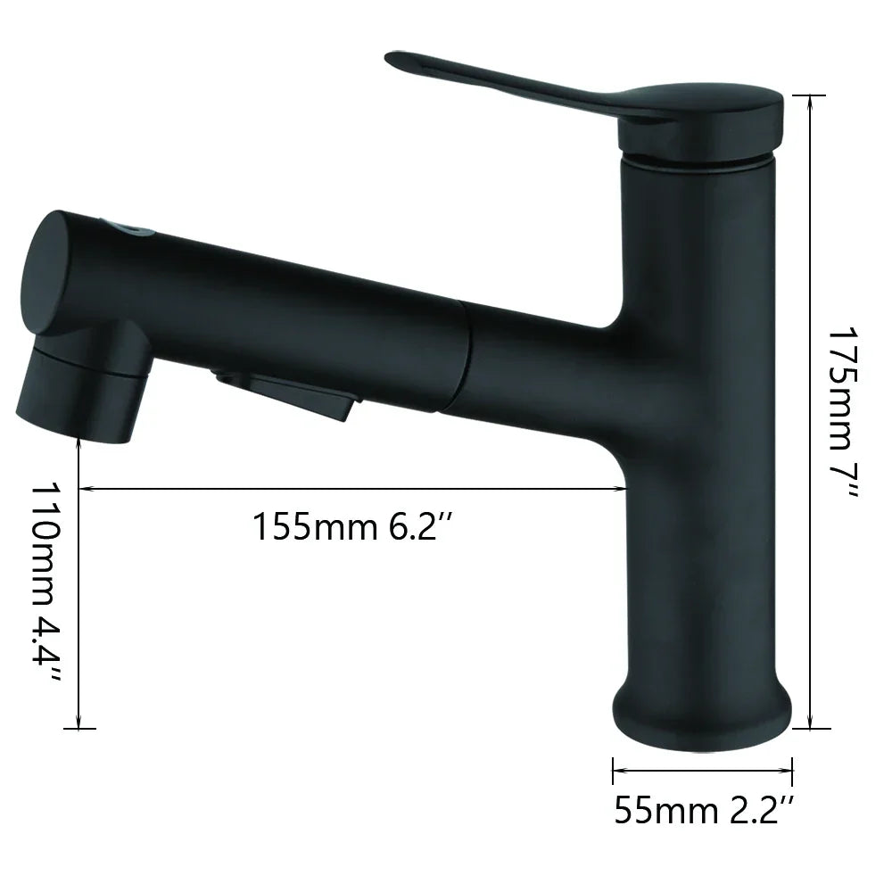 Robinet lavabo salle de bain deux jets - Noir - Laiton